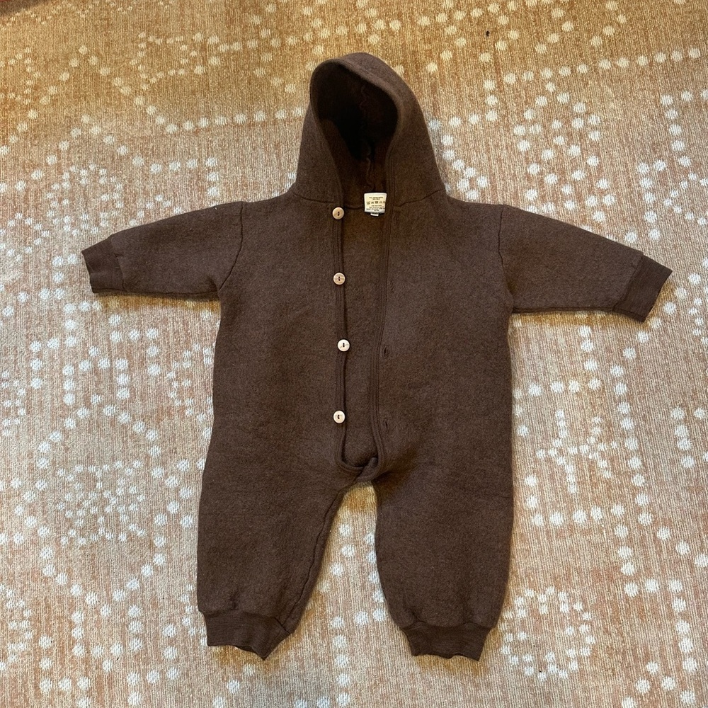 Skin Brown Footies One Piece with Hood and Long Sleeves